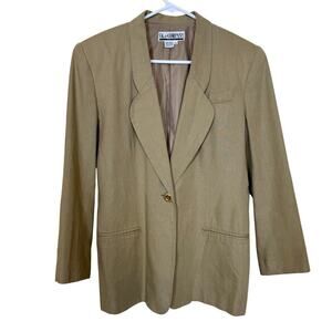 Vintage SK & Company 100% Silk Blazer Size 10 Taupe Neutral Single Button